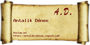 Antalik Dénes névjegykártya